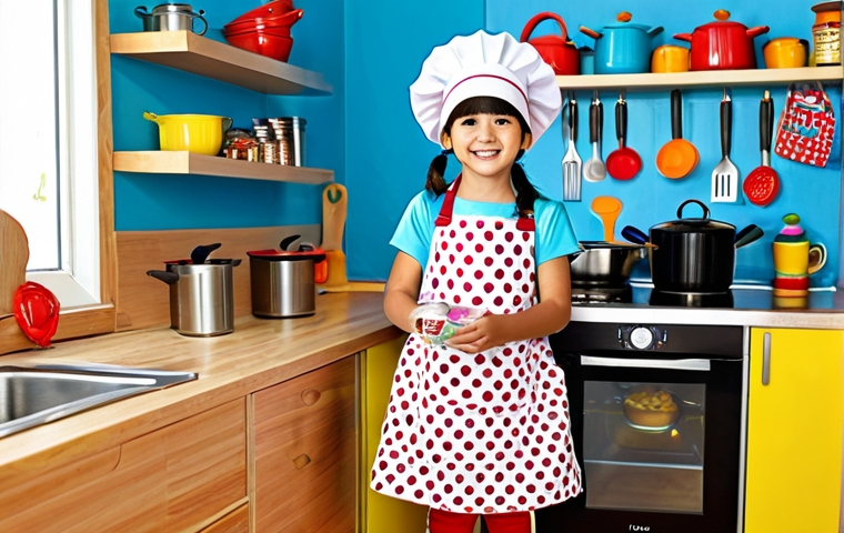 Kong Suni Kitchen Set**

"A happy young girl (5 years old) playing with a Kong Suni kitchen set in a bright, cheerful playroom. She is wearing a cute, colorful apron and chef's hat. The kitchen set includes pots, pans, and toy food.  Background: Colorful walls with children's drawings.  perfect anatomy, natural proportions, professional photography, high quality, safe for work, appropriate content, fully clothed, family-friendly, modest clothing."

**